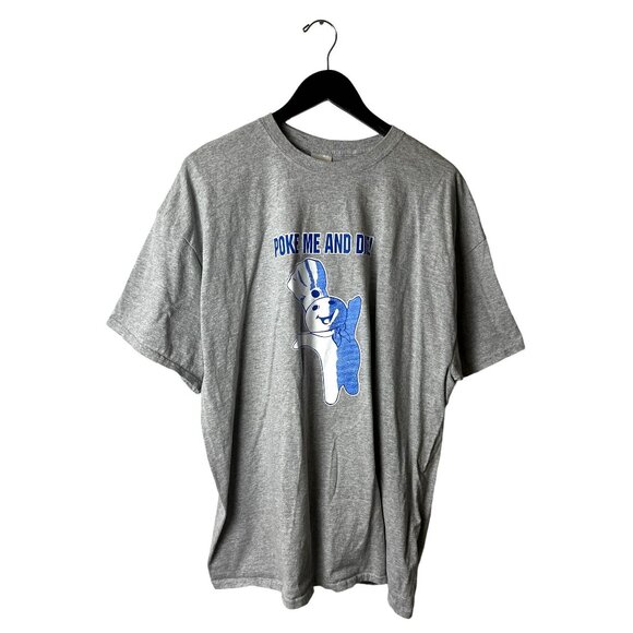 Pillsbury Doe Boy Poke Me and Die T Shirt Vintage Y2K Adult Gray 2XL XXL Solid - Picture 1 of 12